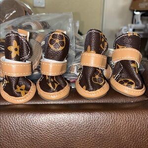 Brown and Tan dog Shoes size 1